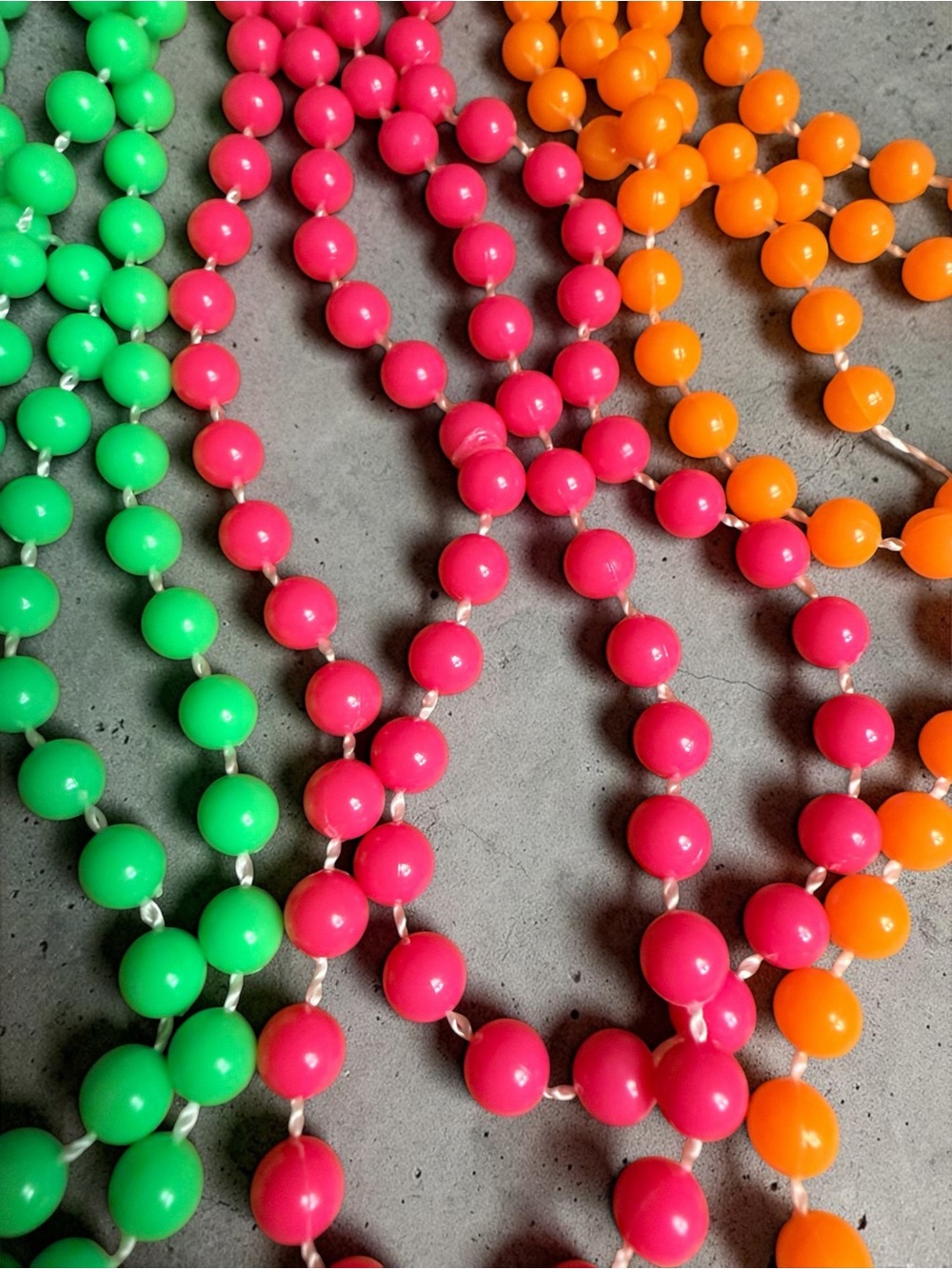 Fun Vintage Bright Neon Bead Necklaces in Pink, Green & Orange